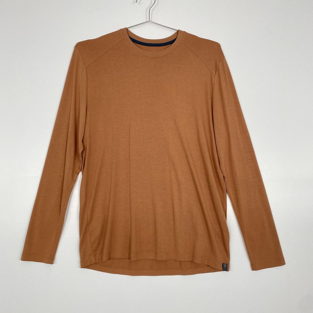 Free Fly‎ Shirt Mens Small Brown Bamboo Blend Long Sleeve Raglan Tee Performance